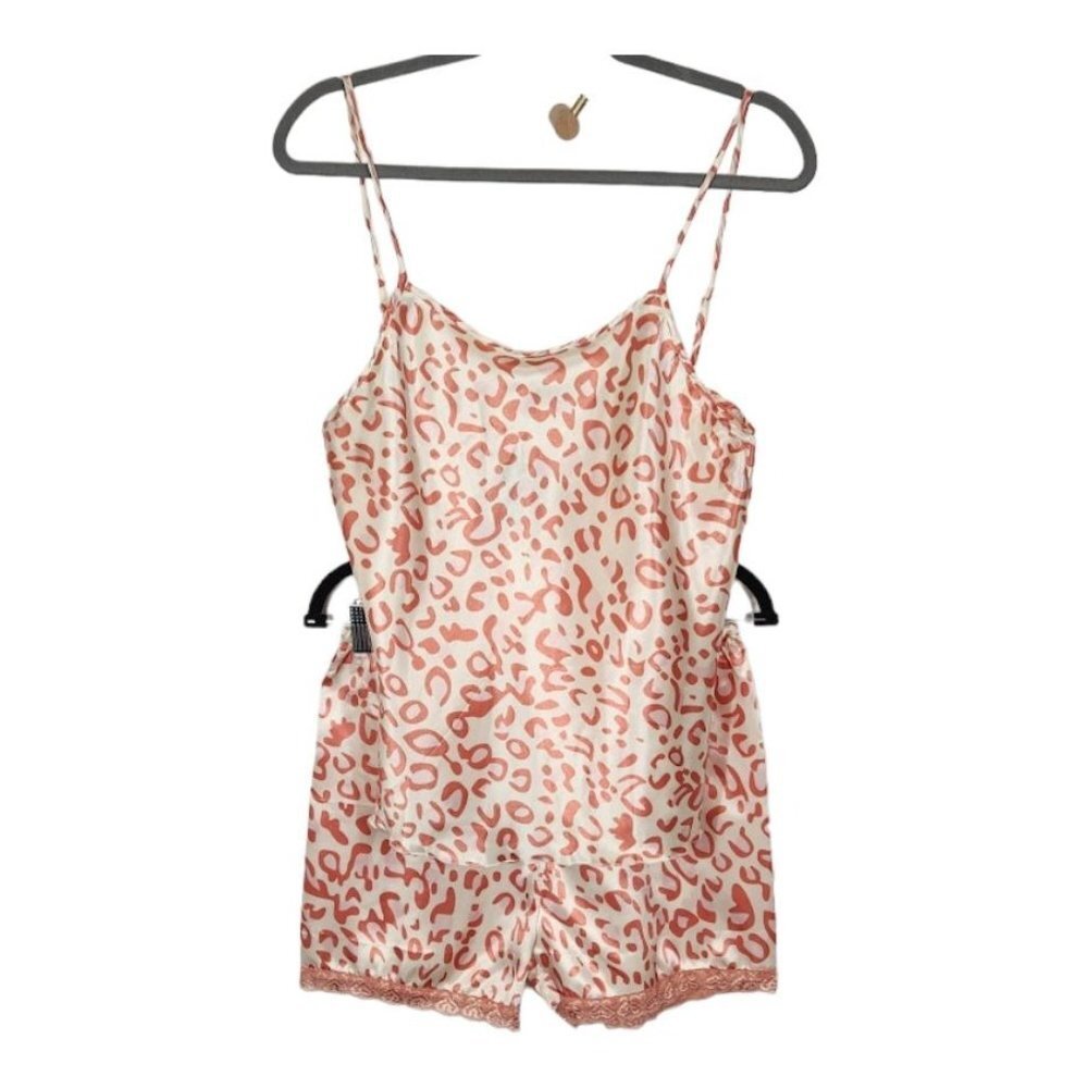 NWT Midnight Coco Pink Leopard Print Sleep Shorts Set Size Large
